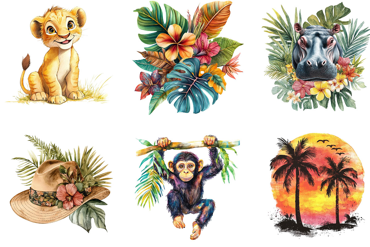 Watercolor African Summer Safari, an Illustration by Designking (Photo 2 of 5)