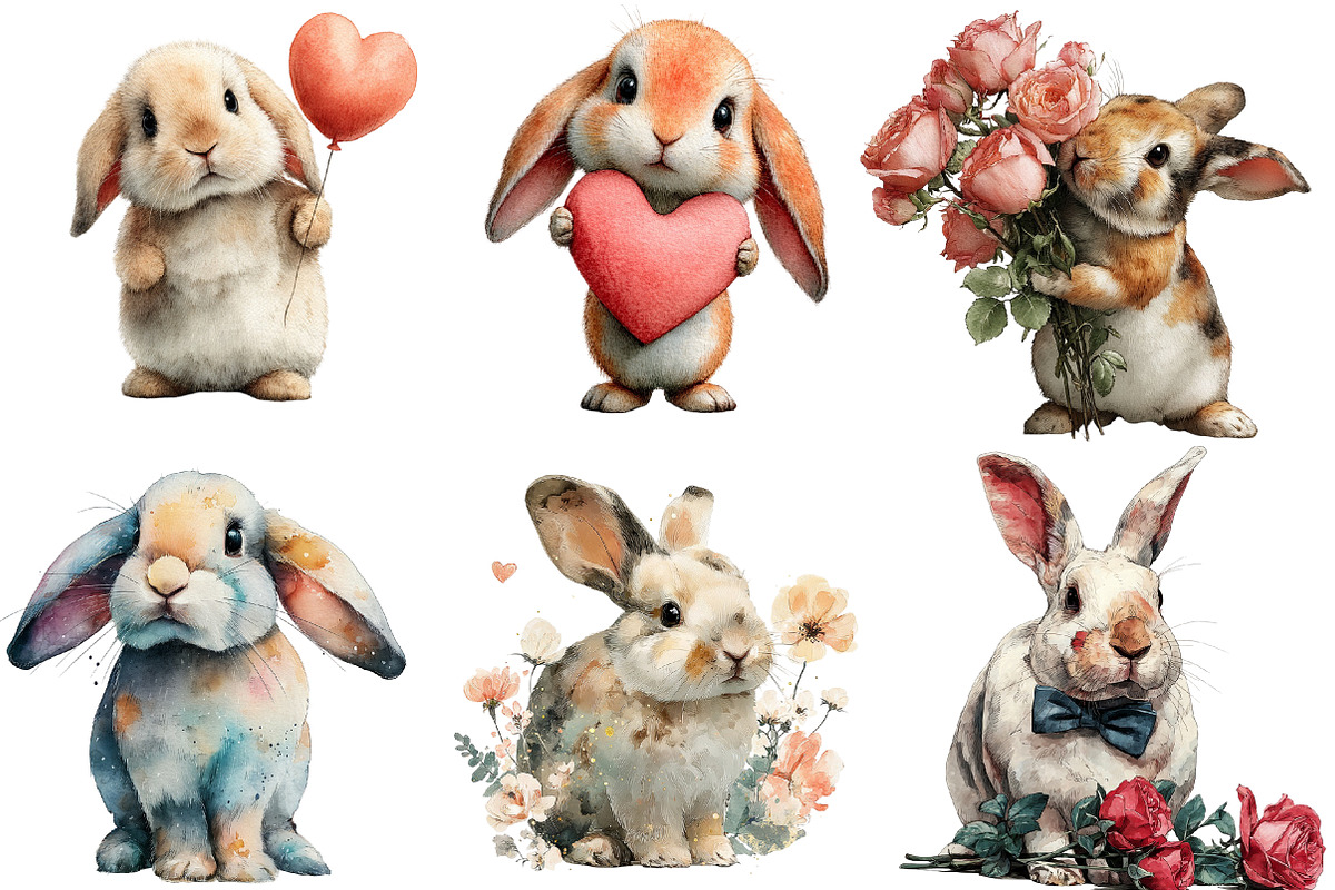 Valentines Bunny Clipart, an Illustration by Designworld (Photo 2 of 4)