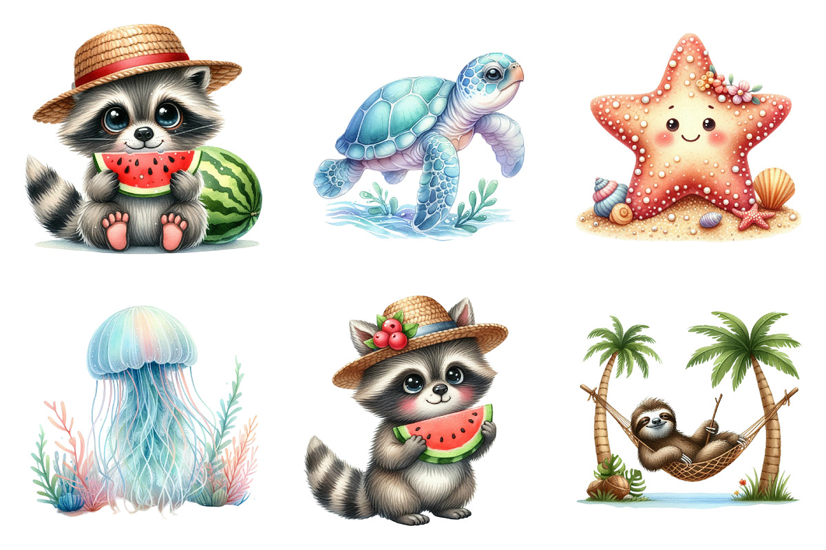 Summer Animals Sublimation Clipart, an Animal Illustration by DreamArtGraphic (Photo 4 of 4)