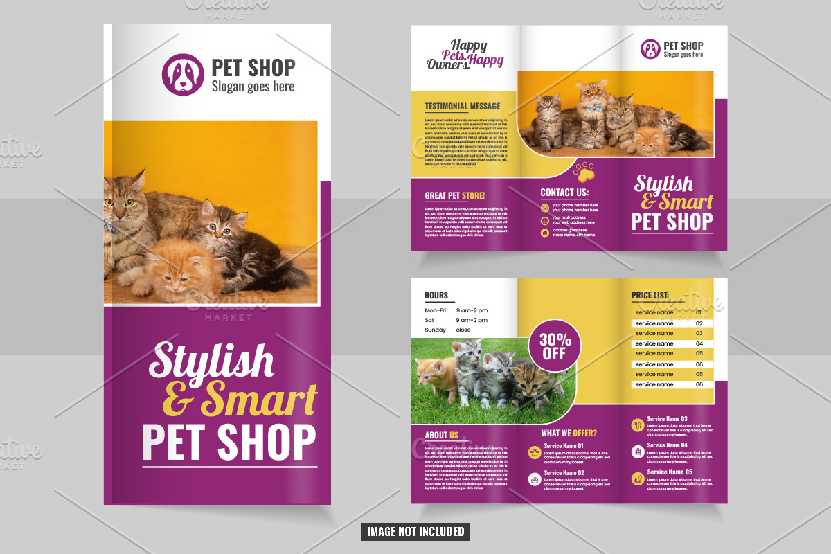 Veterinarian Clinic pet shop trifold, a Brochure Template by Tanuart (Photo 2 of 2)