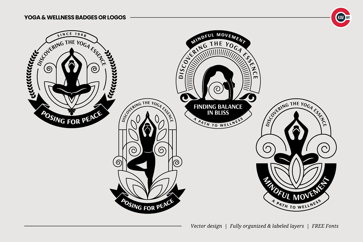 Badges or Emblem Logos for Yoga, a Branding & Logo Template by C-Kav (Photo 1 of 8)