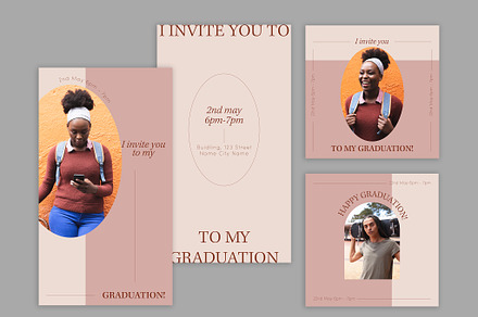 Minimal Graduation Social Media Set, a Business Card Template by wavebreak