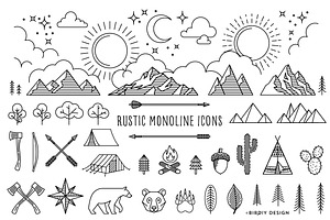 Rustic Monoline Icons and Designs, an Outline Icon by BirDIY Design