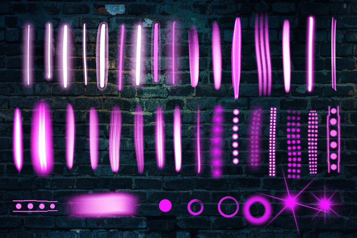 Neon brush procreate 40 brushes, a Brush Add-On by Elenbushe (Photo 2 of 5)