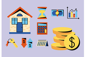 mortgage loan nine icons, an Object Illustration by studiogstock
