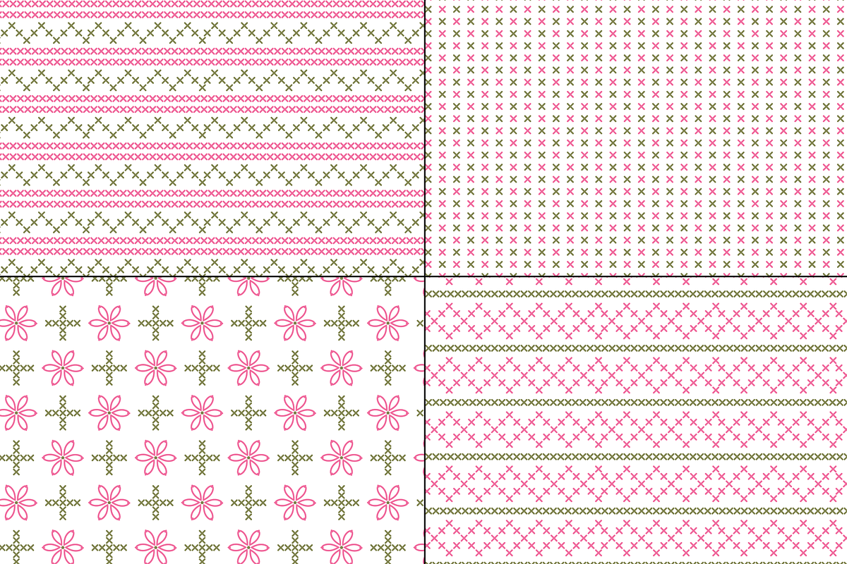 Pink Green Embroidered Patterns preview 2