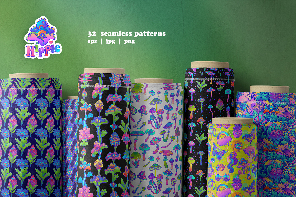 HIPPIE Set of 150+ vectors, a Pattern Graphic by Varvara Gorbash (Photo 4 of 9)