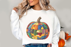 Preppy Floral Fall Pumpkin png, an Illustration by Watercolor design