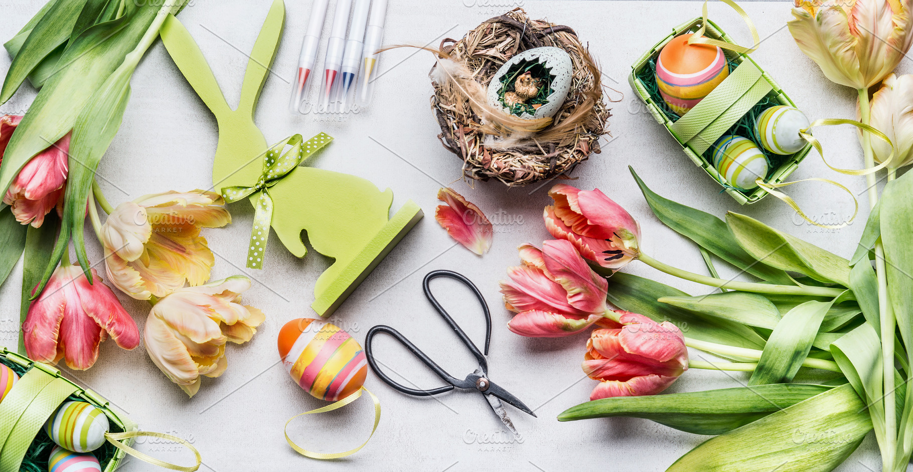Easter workspace, greeting layout, a Holiday Photo by VICUSCHKA