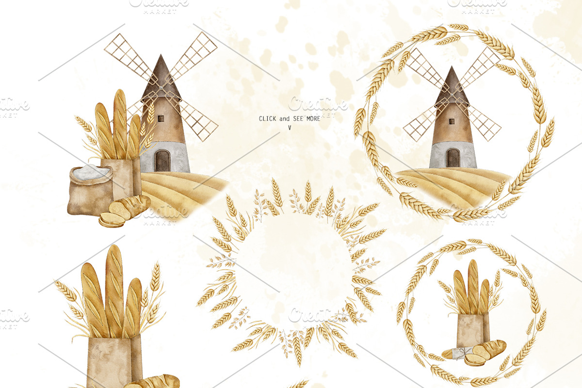 Watercolor Mouse Chef bakery clipart, a Food Illustration by Daryartsy (Photo 2 of 10)