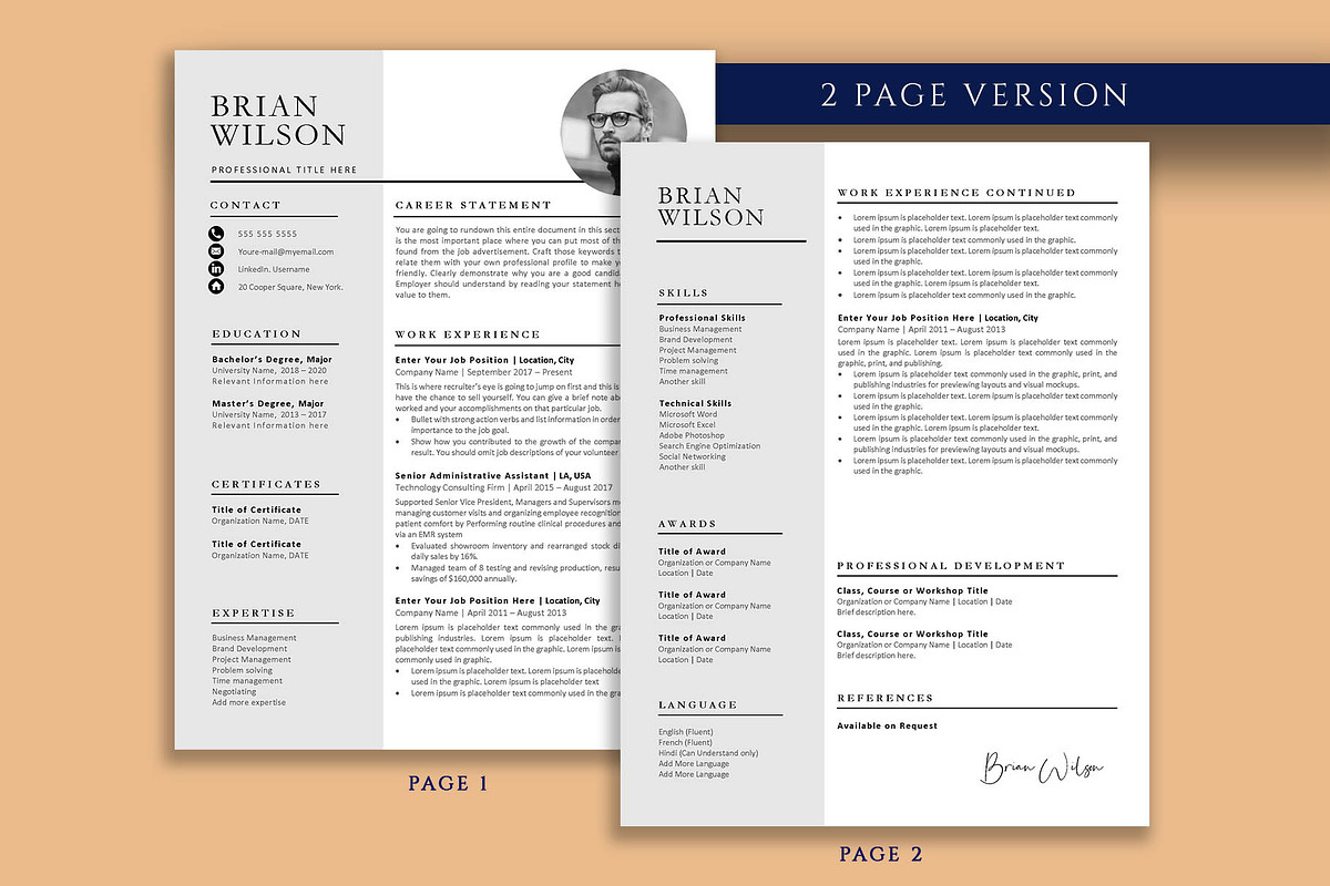Professional Resume Template Pack, a Resume Template by VictoriousVita (Photo 3 of 8)