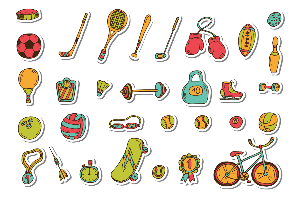 Hand drawn sport icon set, a Healthcare Illustration by Helen Sko (Photo 5 of 5)