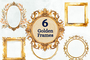 Golden Frames Watercolor Clipart