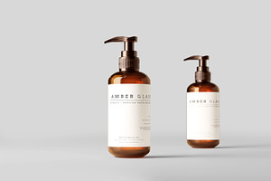 Amber Glass Pump Bottle Mockups