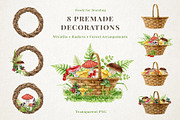 Forest Mushrooms Watercolor Clipart, a Decorative Illustration by AnitaPol (Thumbnail 9 of 21)