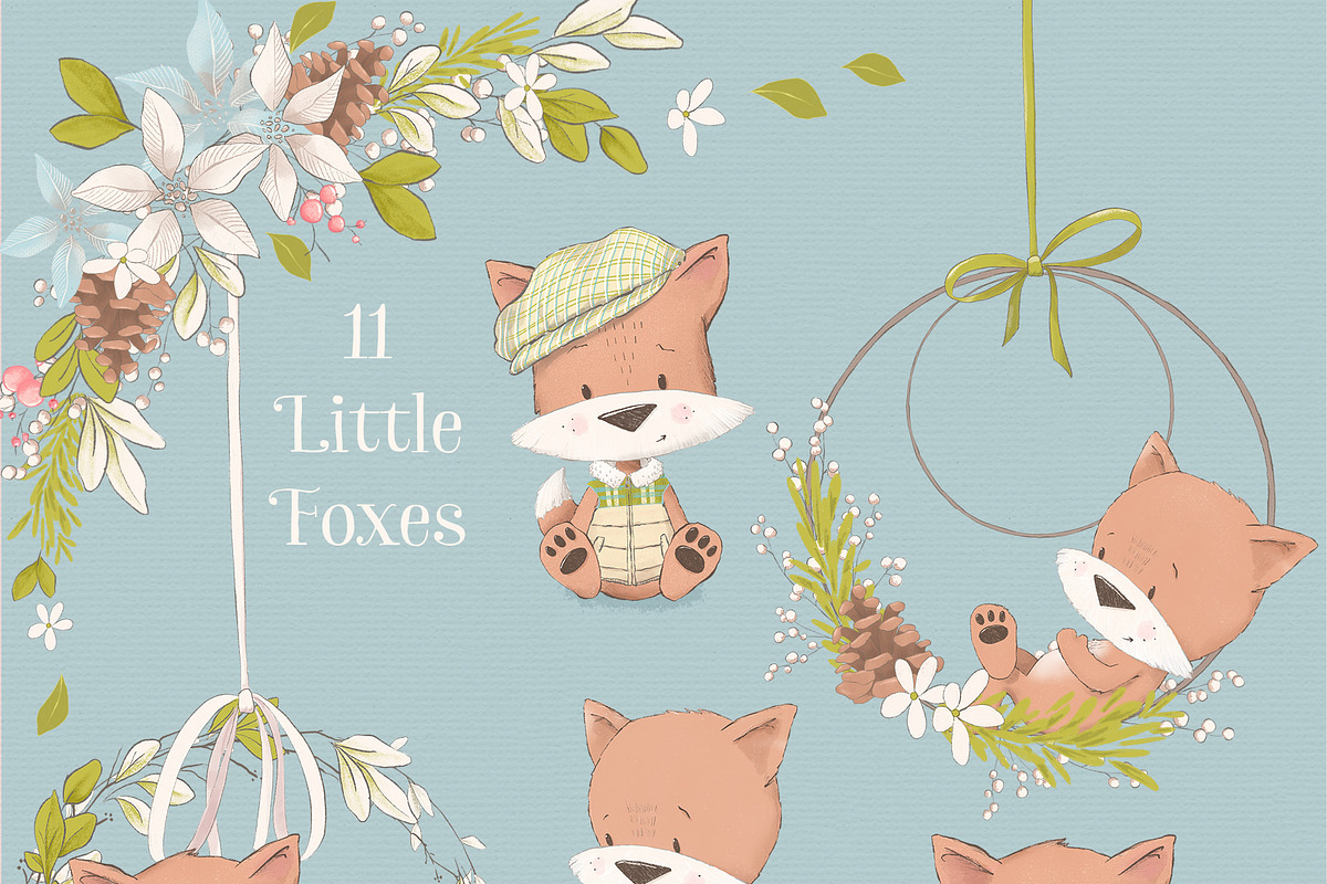 Christmas Woodland Animal Clipart, an Illustration by Pretty Little Lines (Photo 7 of 12)