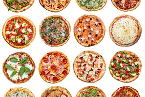 Collection of pizza isolated, a Food & Drink Photo by BOOCYS