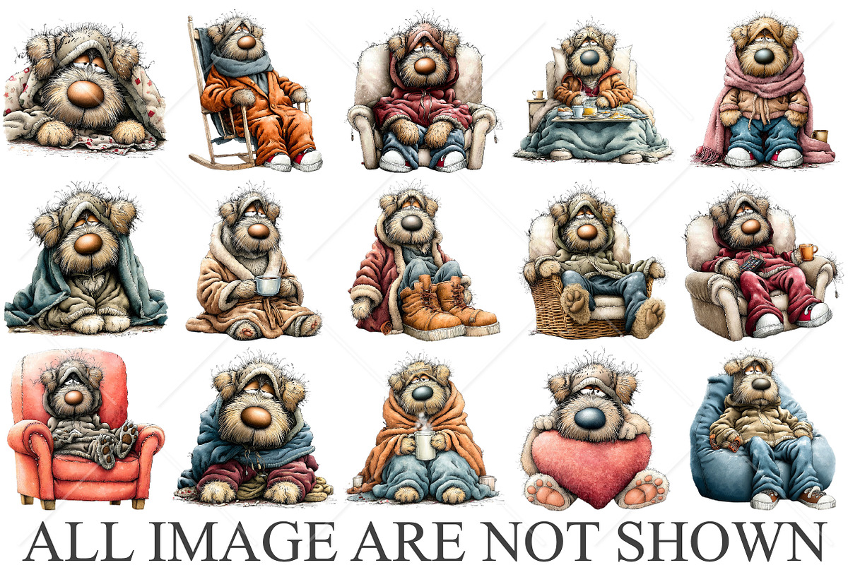 Whimsical Funny Lazy Dog Clipart PNG, a Seasonal Illustration by Canvas Craft (Photo 4 of 10)