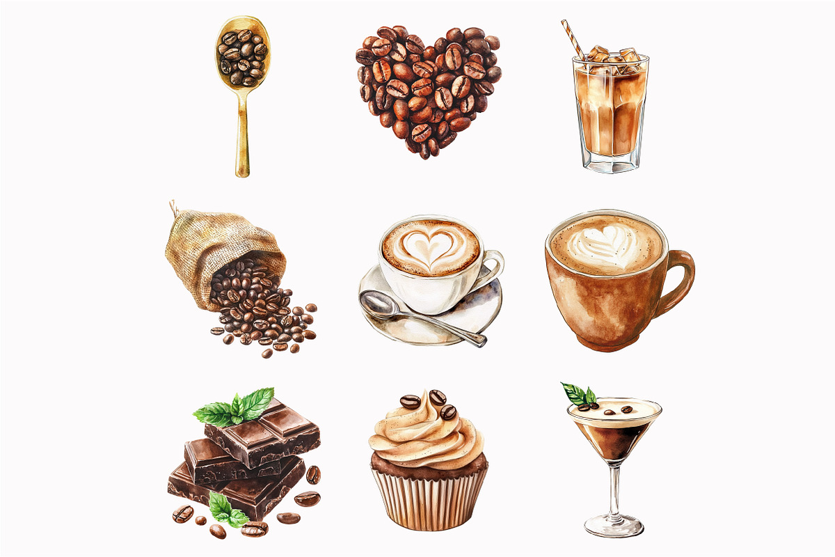 Watercolor Coffee Lover Clipart, an Illustration by Design Market (Photo 4 of 4)