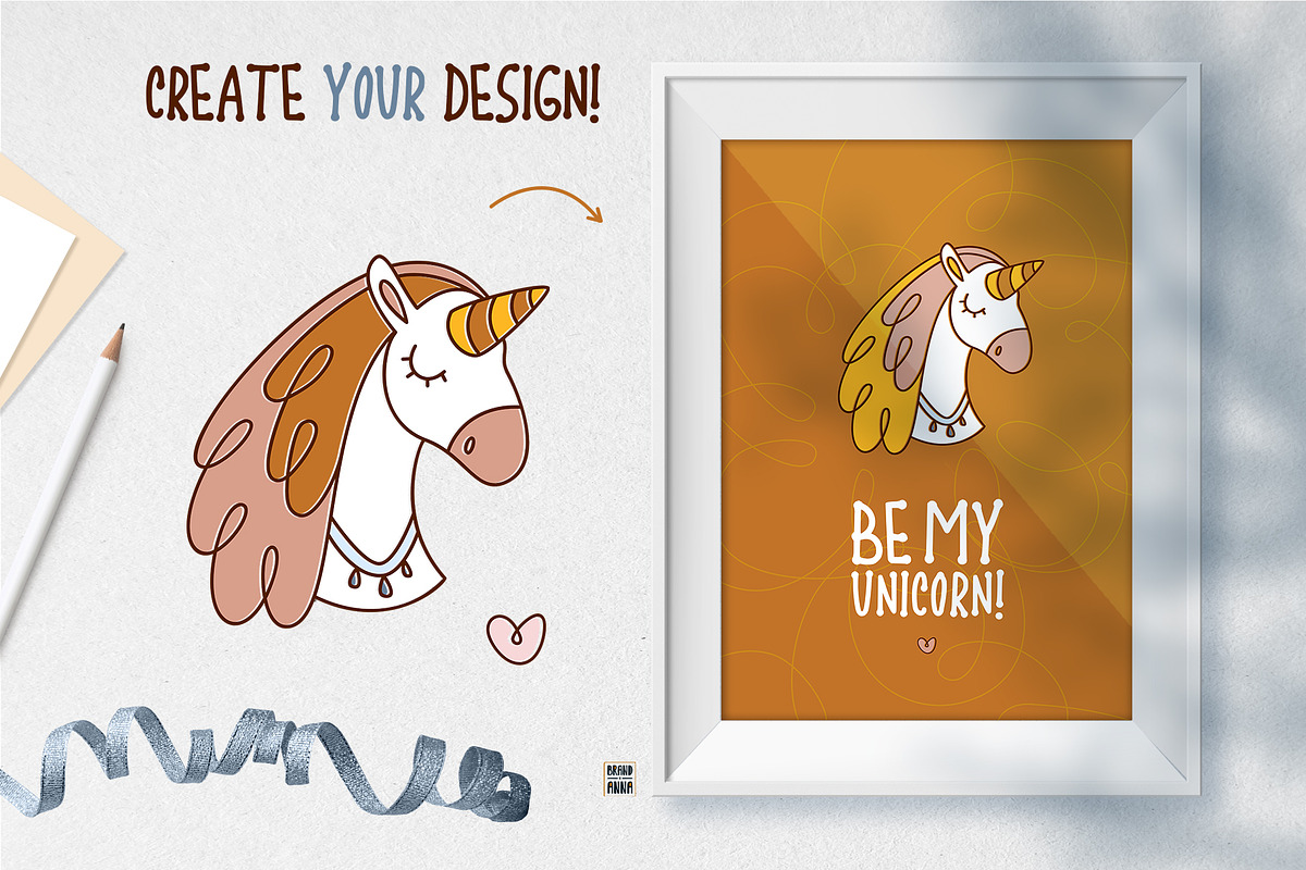 Little Unicorn vector clipart set, an Animal Illustration by Brandianna (Photo 7 of 14)