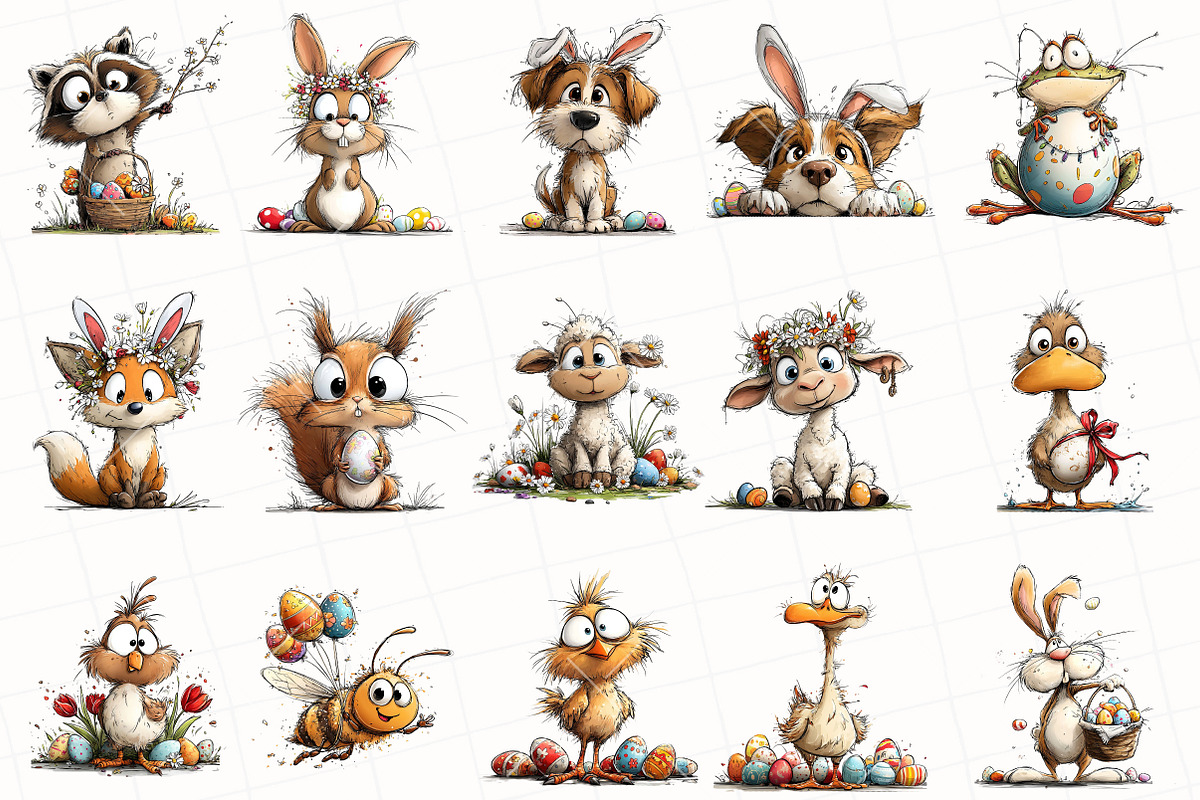 Whimsical Easter Animals Clipart PNG, an Illustration by OK Design (Photo 3 of 6)