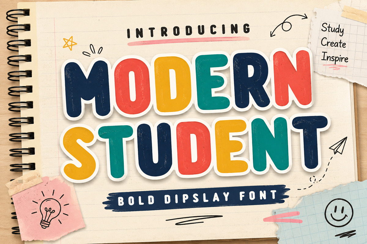 Modern Student – Cute Bold Font, a Sans Serif Font by Limited.studio (Photo 1 of 5)