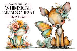 Whimsical Animals Clipart, a Seasonal Illustration by Daily.Designs