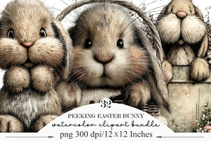 Peeking Easter Bunny Clipart, an Illustration by Designking