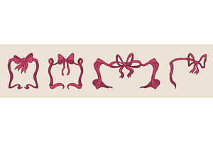 Coquette ribbon frame set, an Illustration by art PVP - market