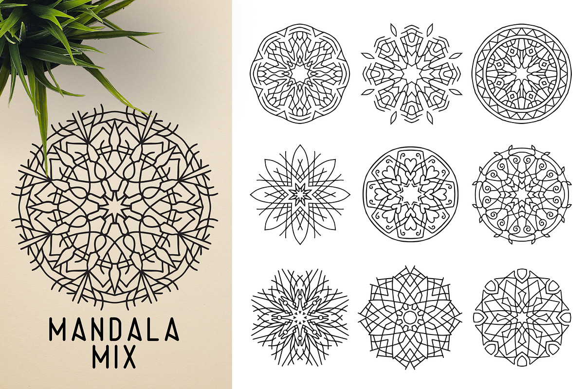 300 Vector Mandala Ornaments, a Decorative Illustration by pixaroma (Photo 34 of 49)