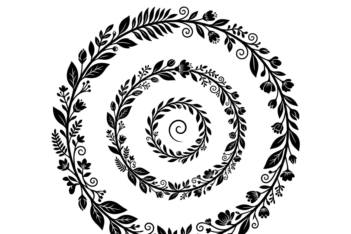50 Elegant Floral Leaf Spiral Frame, a Decorative Illustration by Amazin_art (Photo 4 of 39)