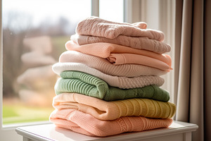Laundry, housekeeping and homemaking, stack of clean and folded, a Beauty & Fashion Photo by Studio ANNA