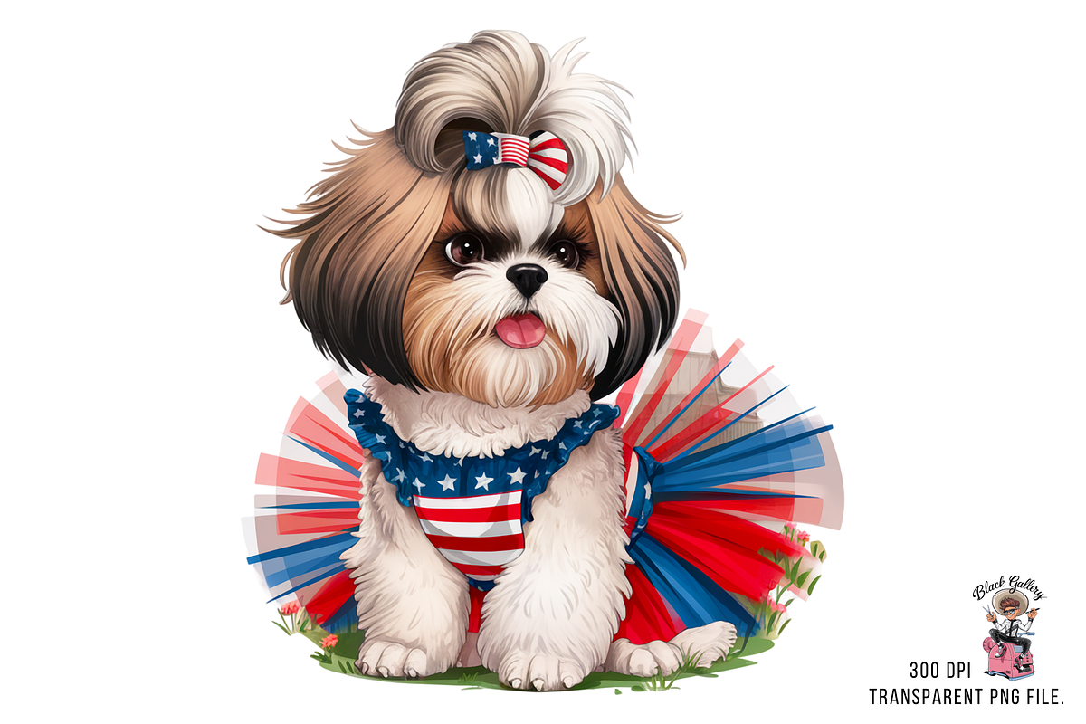Patriotic Shih Tzu PNG Bundle, a Graphic by Clipart Bloom (Photo 4 of 15)