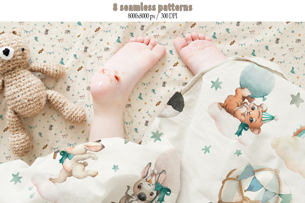 Boho baby Animal watercolor set, an Animal Illustration by TanyaSchuka (Photo 13 of 17)