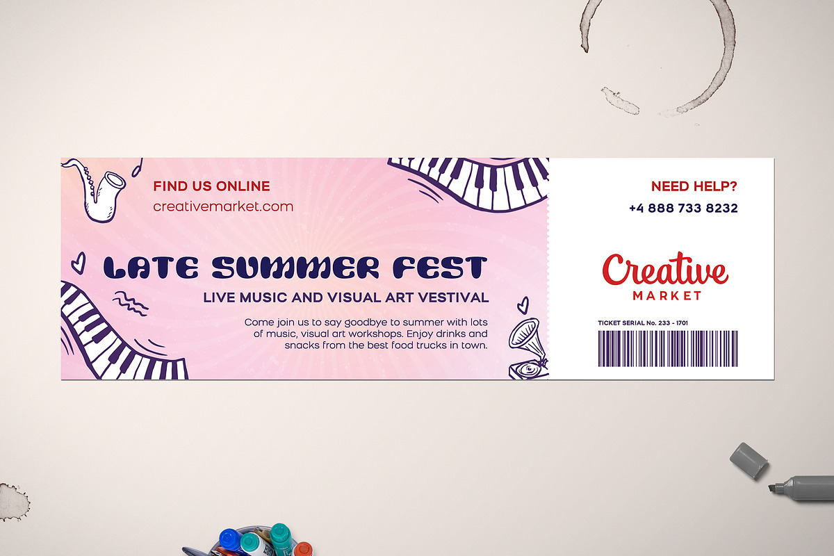 Multipurpose Event Ticket 01, a Card Template by Tzochko (Photo 2 of 4)