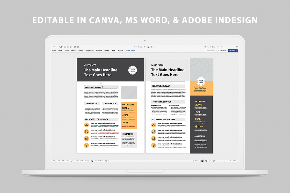 Business One Pager | Canva & MS Word preview 5