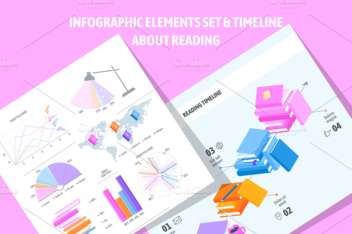 Books infographic elements, a Presentation Template by Rosa Puchalt