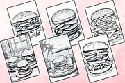 Printable Burger Coloring Pages, a Food Illustration by Catchy Ideaz (Thumbnail 2 of 3)