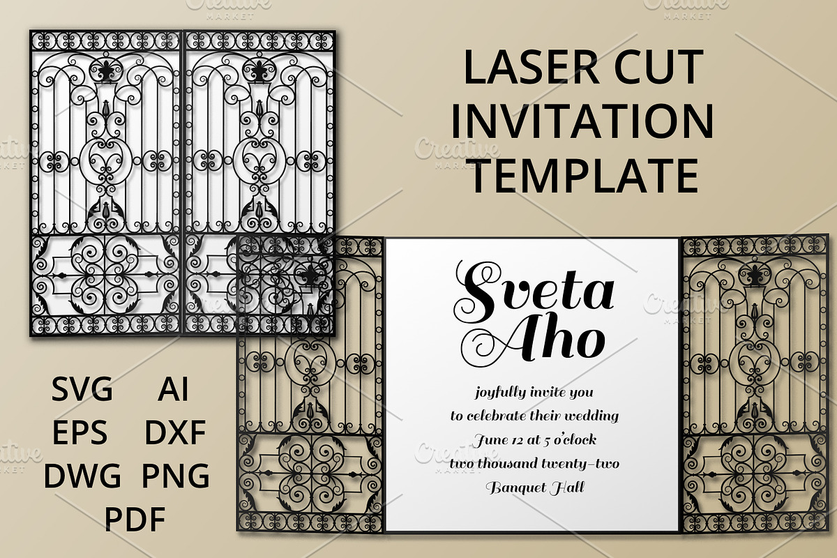 Gate Fold 6x6 Wedding Invitation