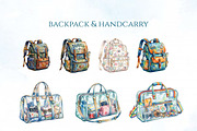 Travel Watercolor Clipart Set, a Decorative Illustration by Arslan (Thumbnail 3 of 17)