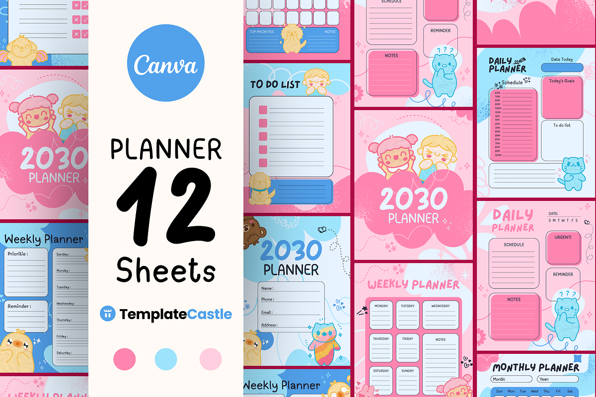 Canva Daily Planner Template, a Design Template by TemplateCastleStore (Photo 1 of 6)