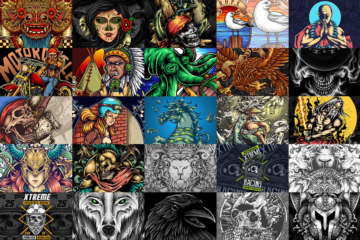 100 T-Shirt Designs, an Illustration by TSV Art Collective (Photo 3 of 12)