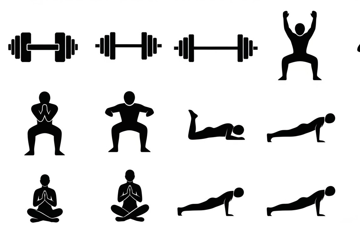 Fitness Workout Silhouette Icon Set, an Illustration by musafir_fashion (Photo 47 of 51)