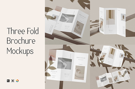 A4 Three Fold Brochure Mockups