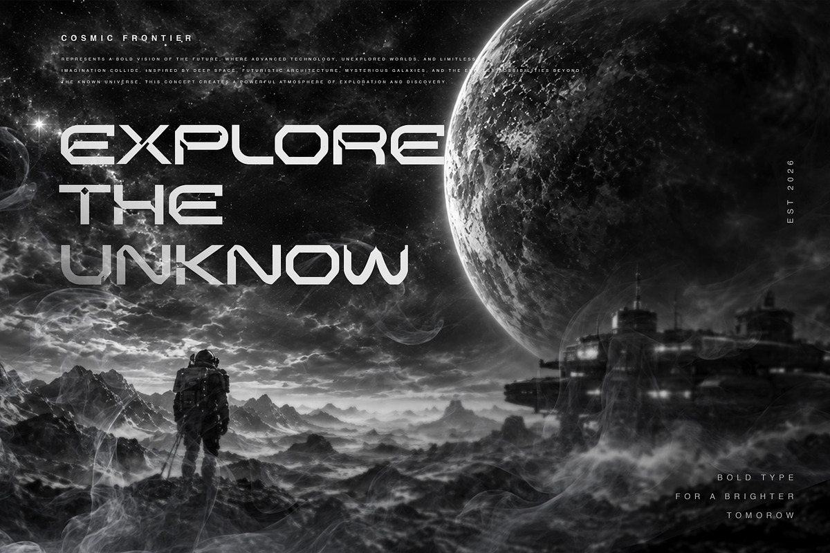 NEBULA ROVER - Futuristic Sci-Fi, a Blackletter Font by Brainwave (Photo 6 of 8)