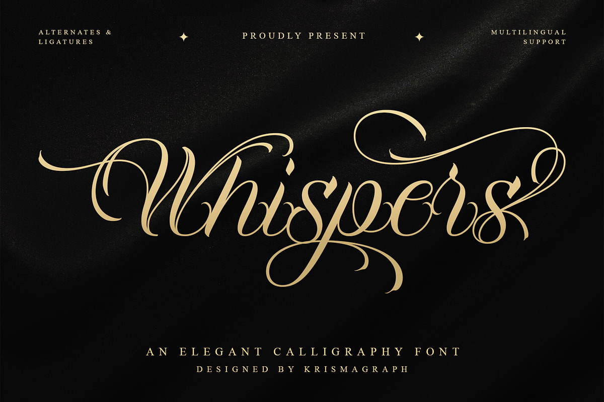 Whispers — Elegant Calligraphy Font, a Script Font by Krismagraph (Photo 1 of 10)