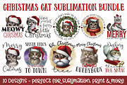 Christmas Cat Sublimation Bundle, an Animal Illustration by RossiGalleria (Thumbnail 1 of 11)