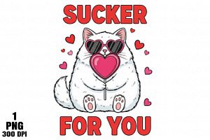 Funny Cat Valentine Sucker PNG, an Illustration by Daily.Designs