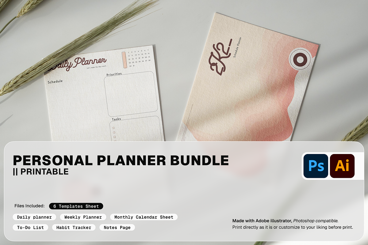 Printable | Personal Planner Bundle, a Stationery Template by shop4pixel (Photo 1 of 7)