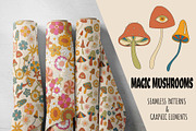 Magic Mushrooms Retro Vector Clipart, a Pattern Graphic by Irina Ostapenko (Thumbnail 1 of 8)